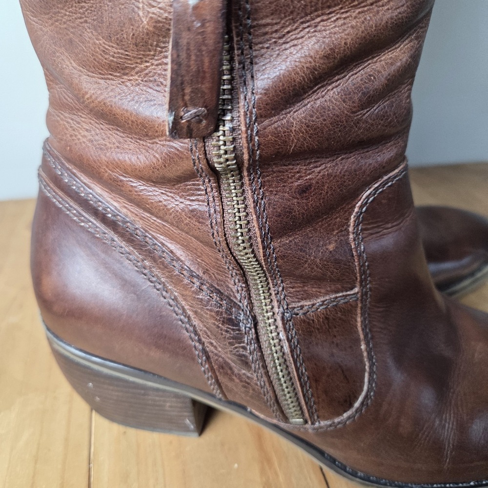 Naturalizer ORA Wide Shaft Riding Boots Sz 9 Distressed Coffee Bean Brown - Picture 5 of 16